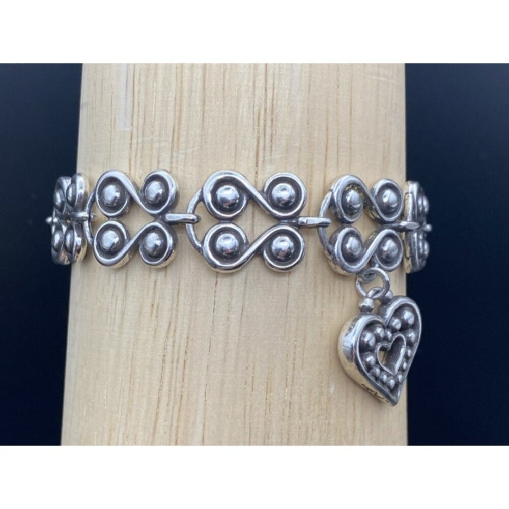 Signed Brighton Taos Heart  Bracelet Silver Plate Retired 7.5" Southwestern - Picture 11 of 11
